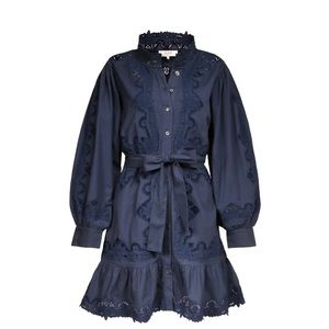 Night Anita Eyelet Longsleeve Button Down Dress